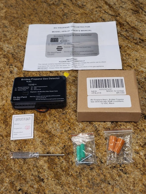 12V Propane Gas Detector Alarm RV Trailer Model HPA-01 NEW WITH INSTRUCTIONS