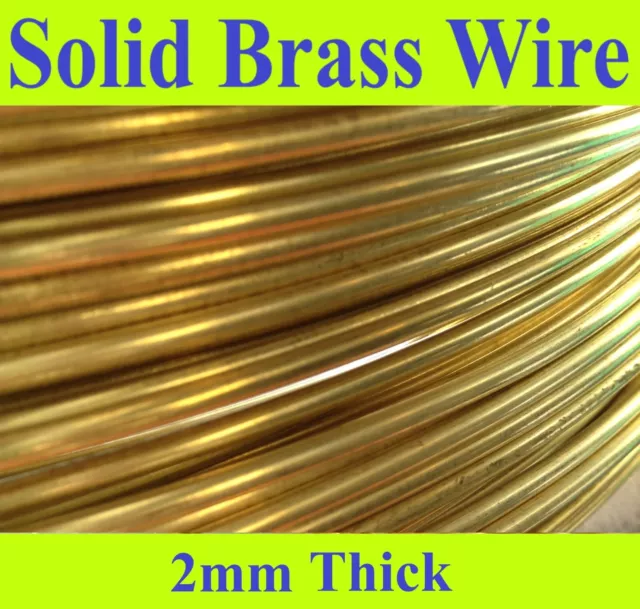 5 metre x 2mm Brass Wire Bare Uncoated Crafts Models Jewellery Hobbies Solid