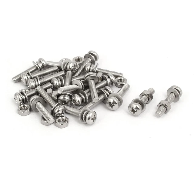 20 Set M4x20mm Acier inox 304 vis Tête Cruciforme écrou avec Rondelle Boulons