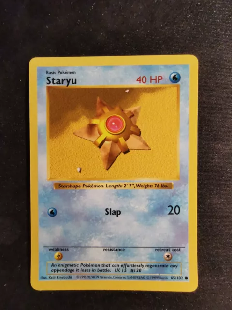 Staryu 65/102 Shadowless Base Set Pokemon Card Wizard Of The Coast