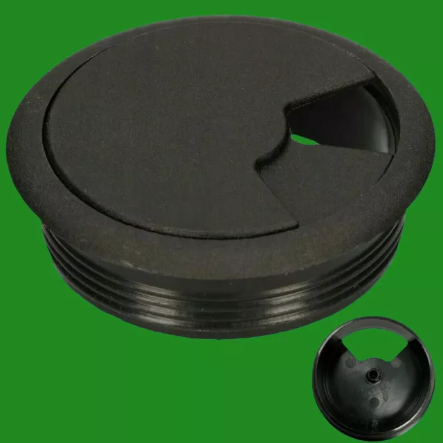 10x Black 60mm Computer Desk Plastic Cable Grommet, Surface Wire Hole Cover