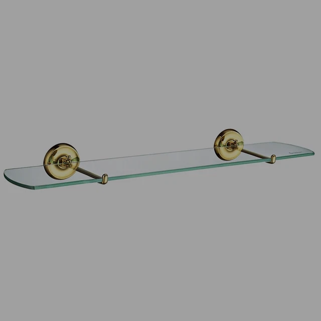 Vintage  Smedbo Villa Line Collection Glass Shelf Polished Brass Brackets  New