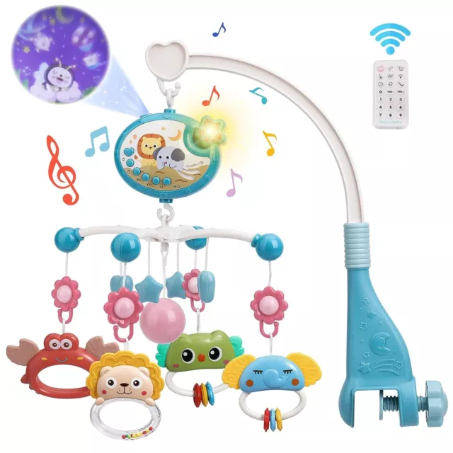 Baby Musical Bed Bell Nursery Light Crib Mobile Star Music Box Hanging Rattle