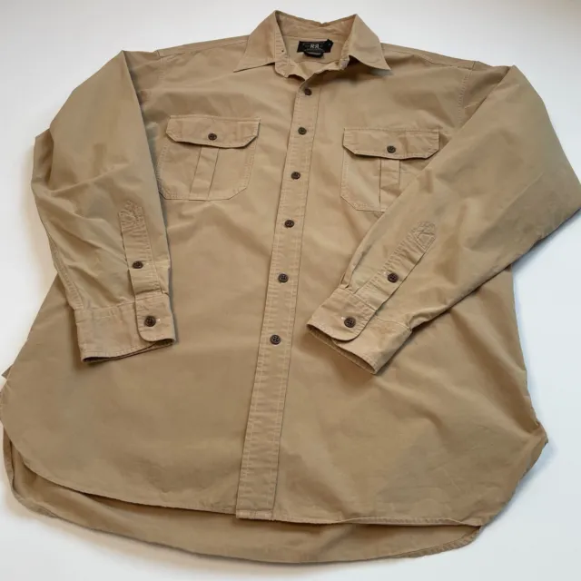 VNTG RRL Ralph Lauren (L/XL) Safari Poplin Cotton Loop Collar Long Sleeve Shirt