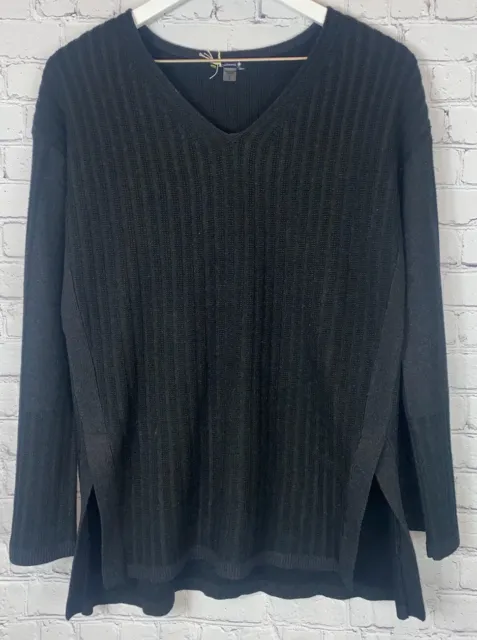 NWT SMARTWOOL Womens Charcoal Shadow Pine Ribbed V-Neck Sweater Size Small $130.