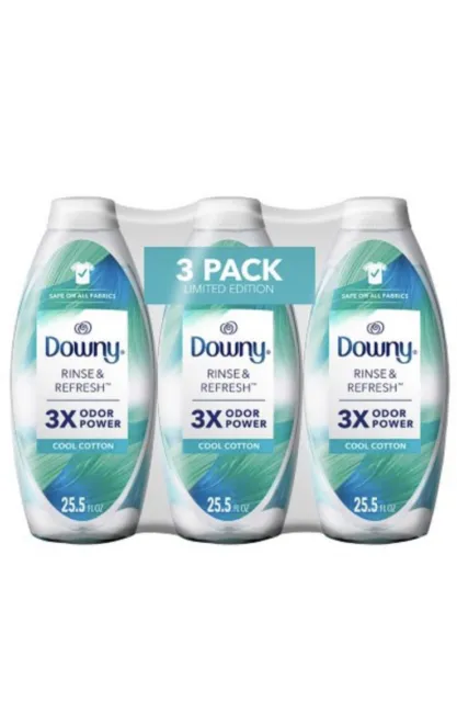 Downy Rinse & Refresh Laundry Odor Remover and Fabric Softener, Cool Cotton, (3