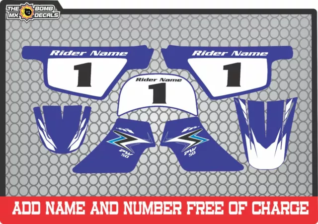 pw50 decals graphics yamaha pw 50 personal peewee laminated motocross blue set1