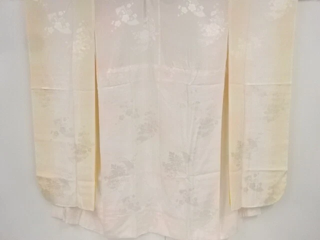 81553# Japanese Kimono / Antique Hitoe Juban For Furisode / Peony & Ume