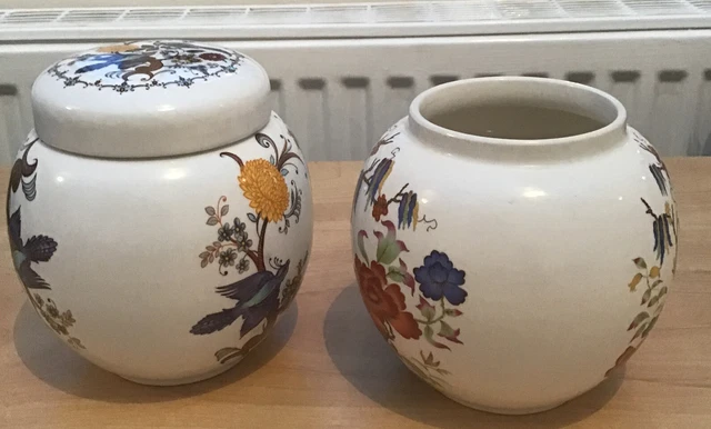 Sadler Made in England Ingwergläser x 2 blaue Vögel & orientalische 2