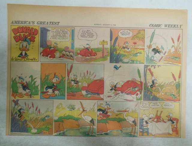 Donald Duck Sunday Page by Walt Disney from 8/4/1940 Half Page Size