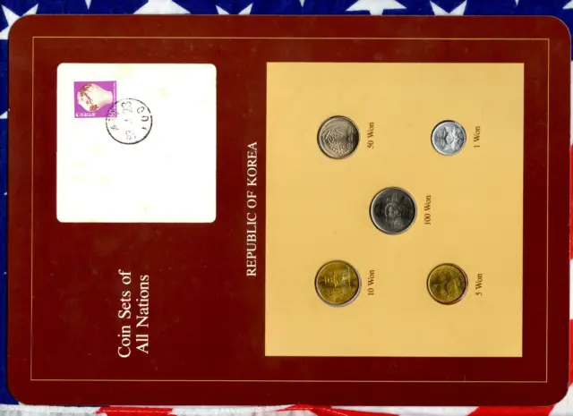 Coin Sets of All Nations Korea 1971- 1983 UNC 50,100 won 1983 5 Won 1971