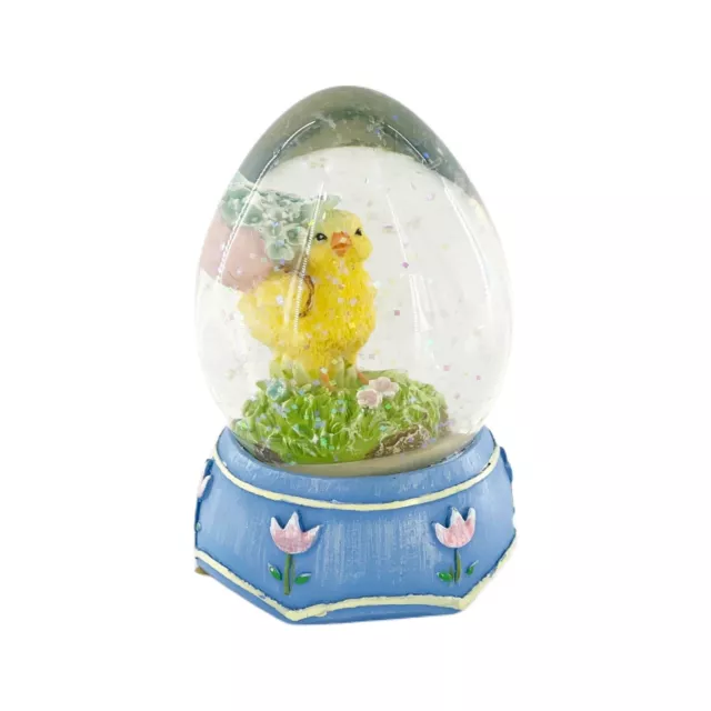 ORNAMENTO DE PASCUA BOLA DE AGUA Pollo GLOBO DE NIEVE DECORACIÓN FLOR VIDRIO 4 PULGADAS Cesta