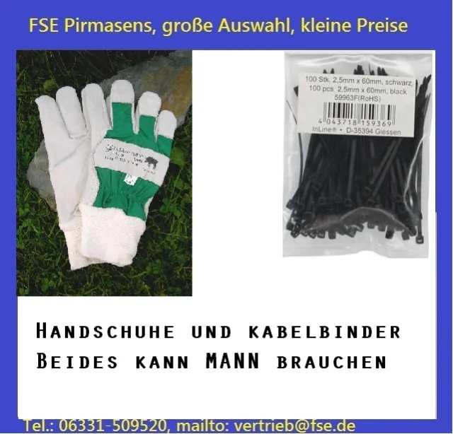 7 Paar KEILER Forst-Handschuhe Gr.8, Forsthandschuhe, 100 schwarze Kabelbinder