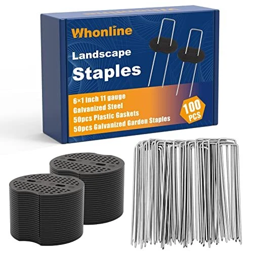 Whonline 100pcs 6 Inch Landscape Staples Set 50pcs Galvanized Garden Staples ...