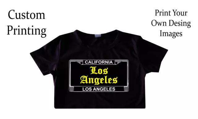 Women's Round Neck T-Shirt Crop Tops Los Angeles CA License Plate All Sizes