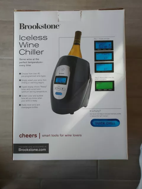 Brookstone Wine Chiller Iceless Programmable Ready Timer New Selwct Wine & Chill