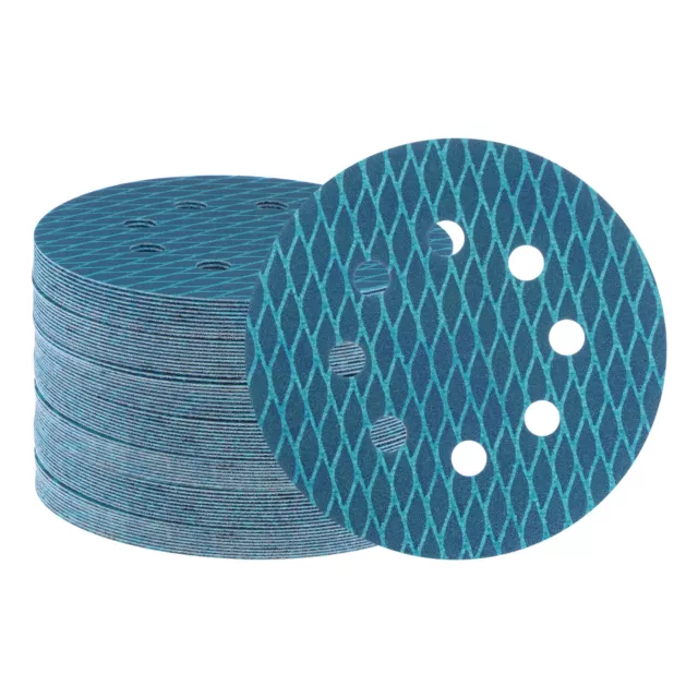 70pcs Diamond Shape Sanding Discs 5" 240 Grit Hook & Loop Rhomb Sandpaper 8 Hole