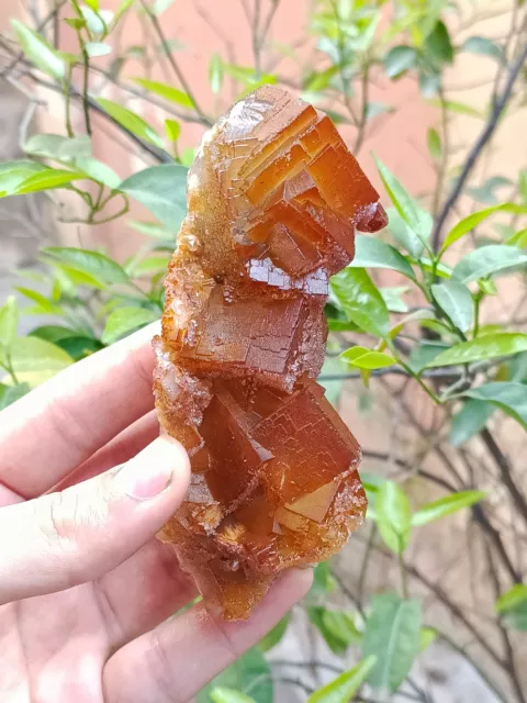 268g Natural Fluorite Specimen On Matrix With Iron Oxide Coating And Calcite