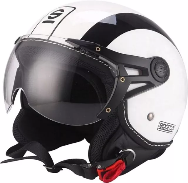 Casco Sparco Demijet Sp501 Bianco Strisce Nere Unisex Omologato