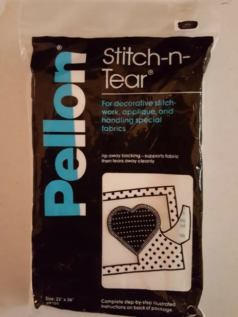 Pellon Stitch-N-Tear Tear-Away Backing 22" x 36" 1 Yard NEW
