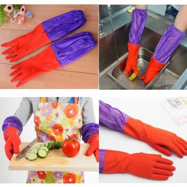 Natural Rubber Latex Kitchen Long Gloves Dish Washing Cleaning Car Glove