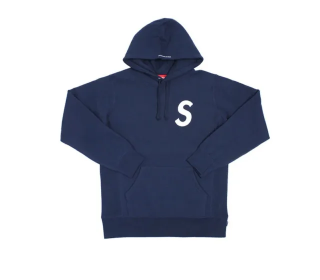 NEW Supreme S Logo Hooded Sweatshirt Sz SMALL FW15 NAVY Hoodie