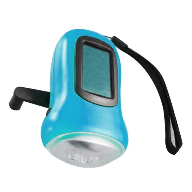 fr Hand Crank Solar Dynamo Torch Lamp Outdoor Emergency LED Flashlight (blue)