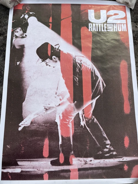 U2 Rattle And Hum Drawing VINTAGE 1988 U2 RATTLE AND HUM One Sheet Poster BONO EDGE MULLEN JR ...