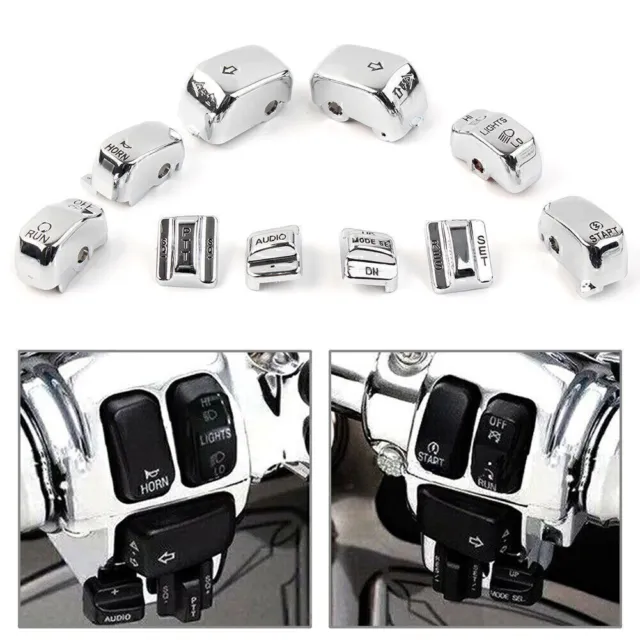 Chrome Hand Control Switch Cover Housing Button Cap Set Fit Harley Touring 96-13