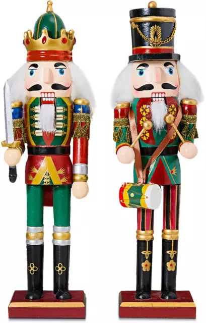 2pc Christmas Nutcracker Soldier Christmas Decorations Wooden 30cm Xmas Ornament