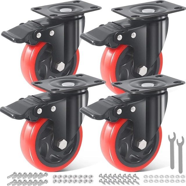 5 Inch Caster Wheels with Brake, Casters Set of 4 Heavy Duty 2000LBS
