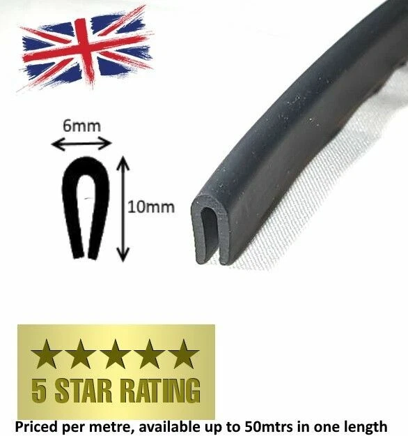 SMALL BLACK RUBBER UCHANNEL EDGING TRIM SEAL 10mm x 5mm CAR BOAT CARAVAN £2.49 PicClick UK