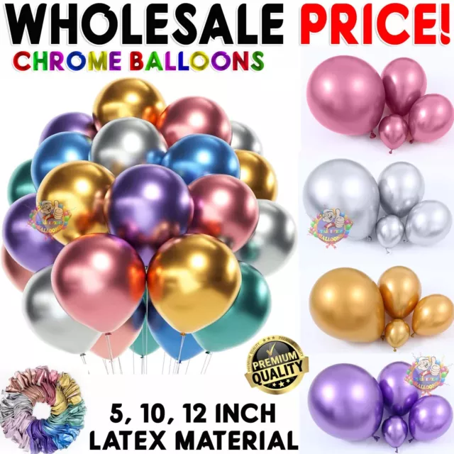 5" 10" 12" CHROME BALLOONS METALLIC LATEX PEARL Helium Baloons Birthday Party UK