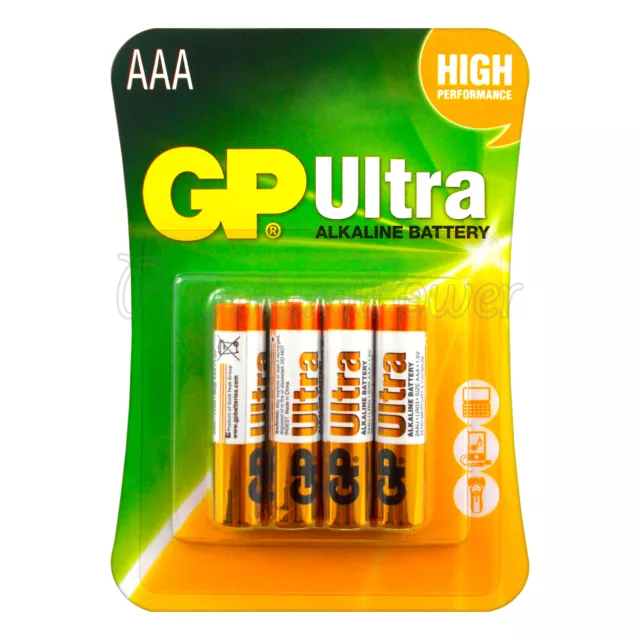 4 X GP Alkaline Ultra Piles AAA LR03 HR03 MN2400 24AU Paquet De 4