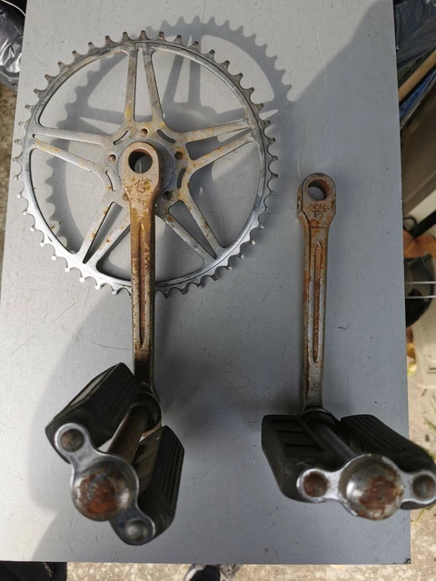 PEDALIER ACIER AXE CARRE VELO ANCIEN COURSE ROAD RACING BICYCLE CRANKSET 170 42
