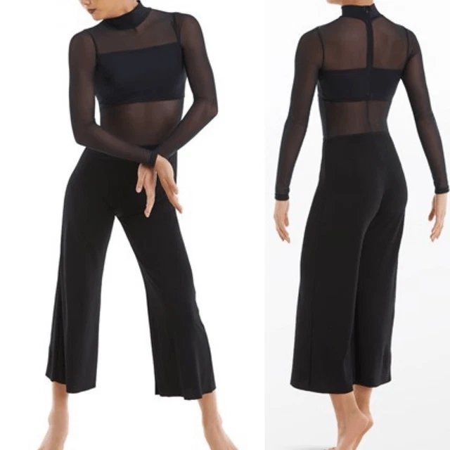 WEISSMAN Balera Dance Costume black Culotte Unitard With Mesh MJ11187 adult SA