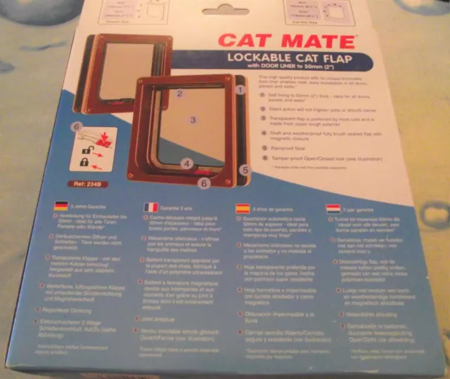 CAT MATE - Rabat chat verrouillable avec doublure de porte jusqu'à 50 mm 2" - Marron 234B - NEUF EN BOÎTE 2