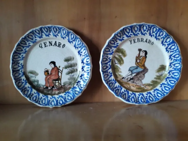 Piatti Ceramica Bassano 12 Mesi Dell'anno - Vintage - Meta' Secolo Scorso