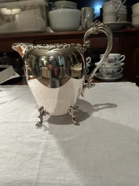 Sheridan Silver on Copper Water Pitcher silverplate ornate