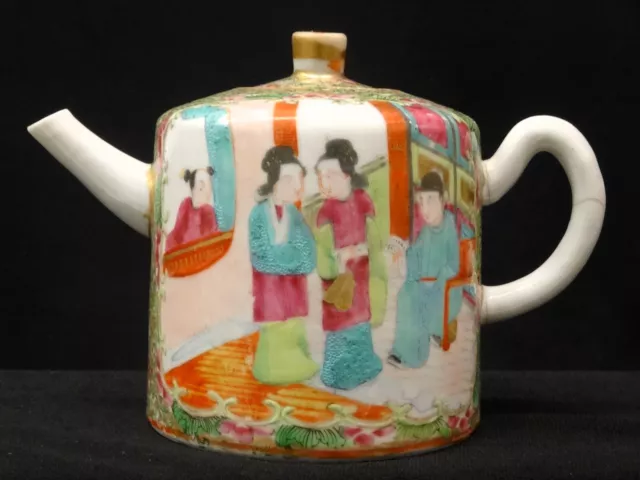 Small Antique Chinese Porcelain Famille Rose Mandarin Teapot a/f