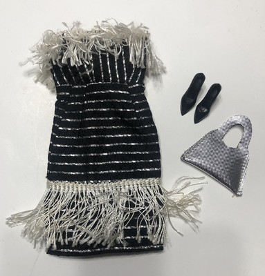 Vintage Barbie Clone Shillman?Premiere? Maddie Mod Black & Silver Mini Dress!