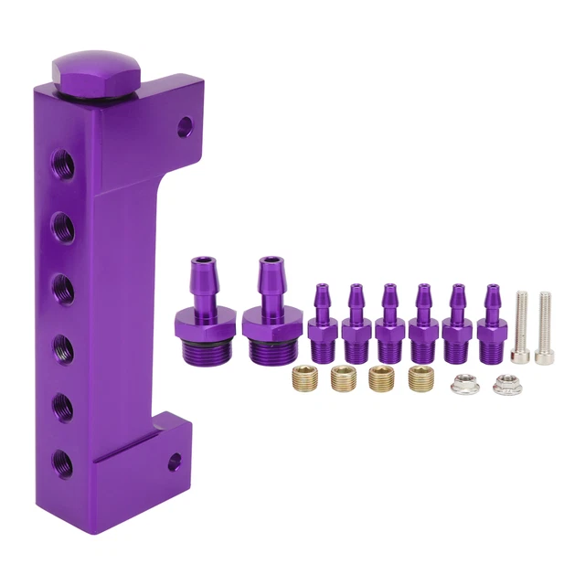 ♡Nuovo kit collettore aspirazione blocco aspirapolvere 6 porte viola connettore NPT 1/8 pollici 1/2 pollici
