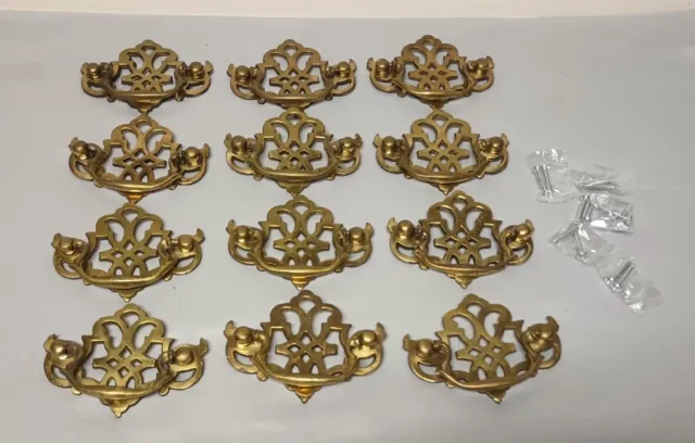 Vintage Brass Drawer Pulls 4" - Set Of 12 Drawer Pulls