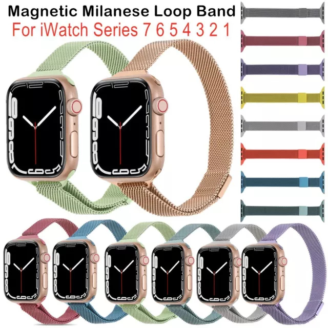 Magnetic Milanese Loop Band Strap For Apple Watch Series 7 6 5 4 3 2 1 40/44MM