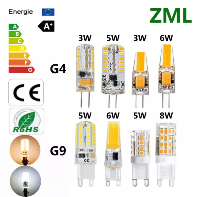 G4 G9 3W 5W 6W 8W Silicona Cristal Led Mazorca Bombilla COB SMD Blanco Lámpara