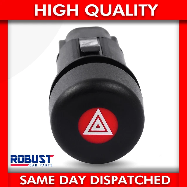 Hazard Warning Light Switch For Ford Transit MK6 (2000-2006) - Dashboard Push Button, Black