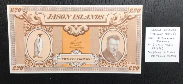 1979 $20 Pound Jason Islands "Private Issue" Choice Uncirculated! Fantasy Isles!