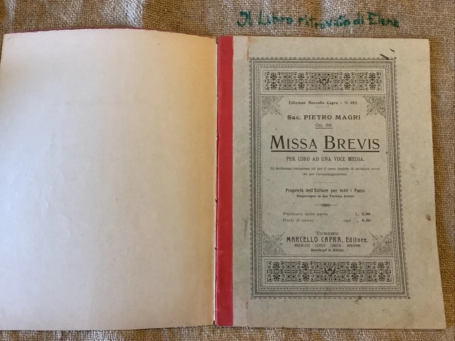 Spartito Marcello Capra Pietro Magri 38 Missa Brevis Coro Ad Una Voce X Organo