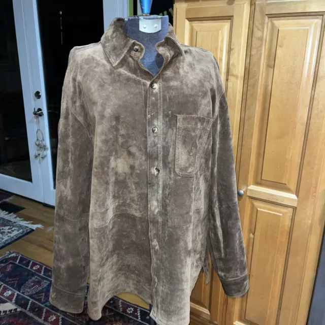 ORVIS SUEDE LEATHER Mens Large Ranch Field Hunting Shirt Jacket Coat ...