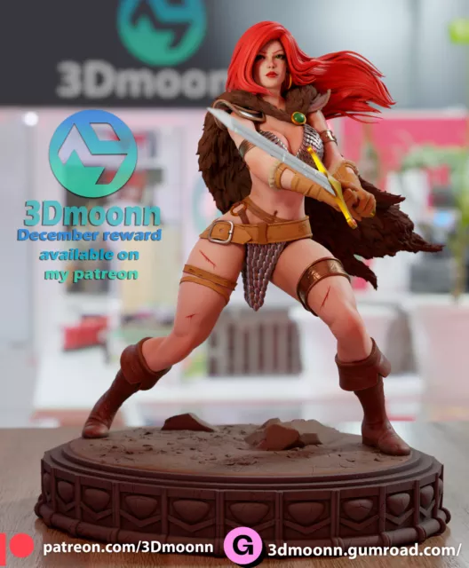 RED SONJA CONAN Figura 75mm accion  impresion 3d sin MONTAR ni PINTAR